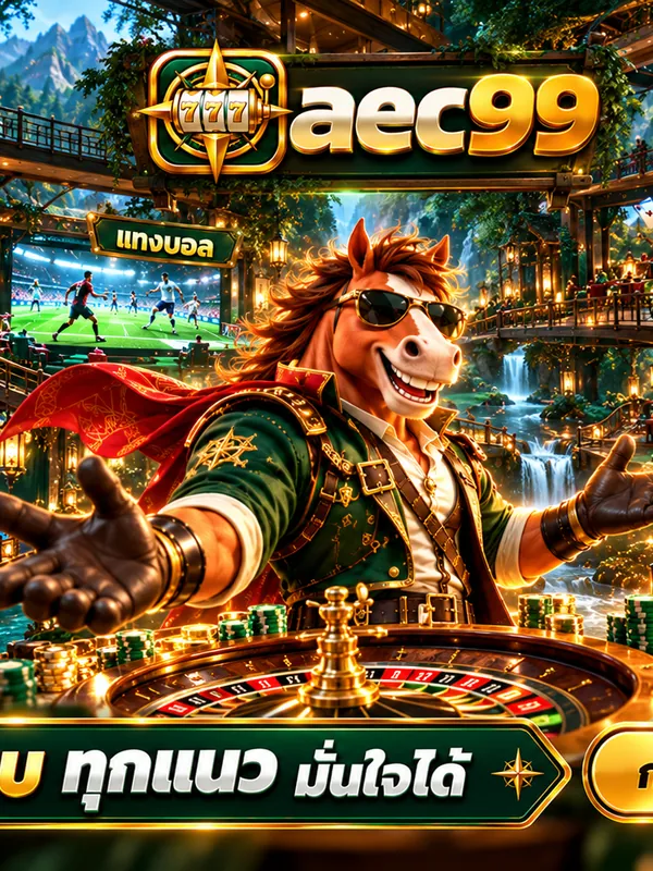 ม้าสวมแว่นกันแดดกางแขนต้อนรับในล็อบบี้เกมของ aec99